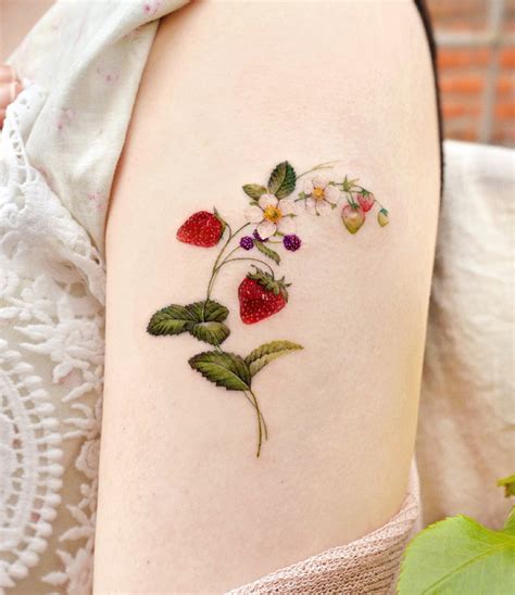 strawberry tattoo|tiny strawberry tattoo.